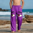 thumbnail image 2 of Boys Purple Sweatpants Funny Cartoon Face 3D Print Soft Lounge Pants for Kids Comfortable Joggers Elastic Waistband with Pockets 4-14,Size 12 T, 2 of 9