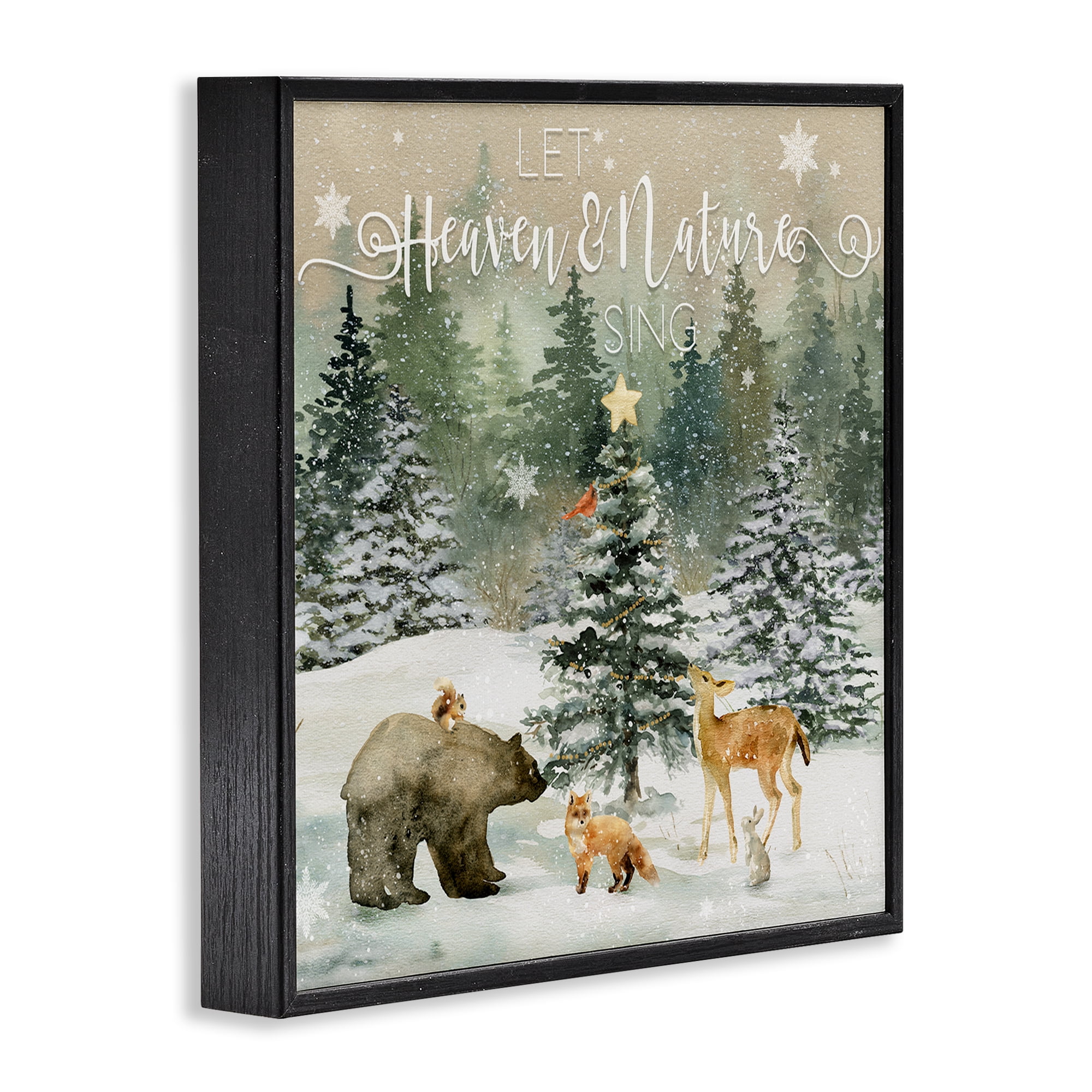 Stupell Industries Inspiring Woodland Animals Landscape Painting Black Framed Art Prints Wall Art, 17 x 17