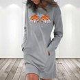 thumbnail image 2 of Robes T-Shirt pour Femmes Col Ras du Cou Unies Imprimées Robe à Manches Longues Décontractée Ample Robes d'Automne avec Poches, 2 of 7