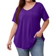 thumbnail image 5 of Mlqidk Plus Size Blouses for Women Summer Womens Tops Plus Sizes 4x Crew Neck Womens Tops Short Sleeve Solid Color Dressy Casual Tunics Loose Fit Clothes for Women Purple 5XL, 5 of 5