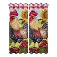 thumbnail image 2 of nqOlkjepod Outdoor Curtains for Patio Waterproof, Vintage Rooster Outdoor Privacy Panels Grommet, Sunflower Plaid Pastoral Animals Blackout Outside Curtains for Porch/Cabana 54"x84", 2 Panels, 2 of 8