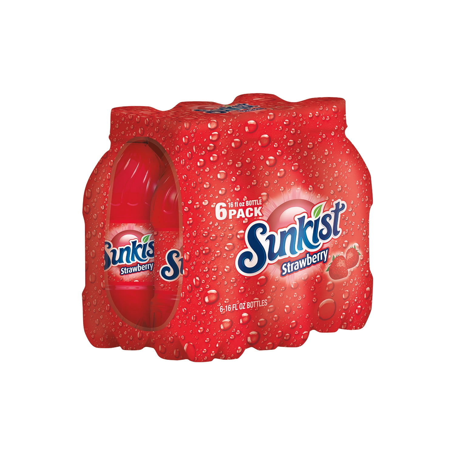 Sunkist Caffeine Free Strawberry Soda Pop, 16 fl oz, 6 Pack Bottles