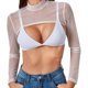 thumbnail image 3 of Top corto Sexy para mujer, ropa para fiesta de baile, actuación en escenario, camisola de manga larga de malla transparente, ropa de calle de verano a la moda para mujer, 3 of 5