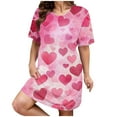 thumbnail image 1 of Kelon Nuisettes et Chemises de Nuit pour Femmes Grande Taille Robe de Nuit Décontractée pour Femmes Grande Taille Imprimé Cœur Manches Courtes Col Rond Extensibilité Moyenne Nuisette Ample Robe de Nuit de la Saint-Valentin, 1 of 4
