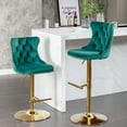 thumbnail image 3 of ODUSE-DAILY Velvet Swivel Bar Stools Set of 4 with Upholstered Back, 25-33 Inch Height Adjustable, Bar Chairs for Counter Height Bar Height Kitchen Island Pub (4Pcs, Golden Base, Green), 3 of 12
