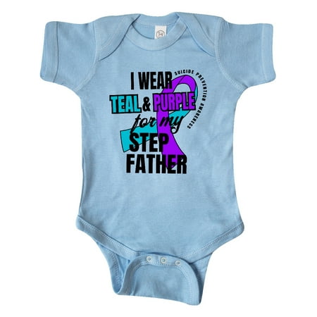 

Inktastic Suicide Prevention I Wear Teal and Purple for My Step Father Gift Baby Boy or Baby Girl Bodysuit