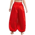 thumbnail image 4 of TTAO Child Belly Dancer Satin Pants Crop Top Sets for Kids Belly Dance Performance Halloween Tribal Arabic Clothes Red-A 12, 4 of 5