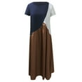 thumbnail image 2 of WMTBSRSW Women's Plus Size Summer Dress Color Block Loose Casual Short Sleeve T Shirt Dress Round Neck Summer Beach Swing Pleated Long Dress, 2 of 5
