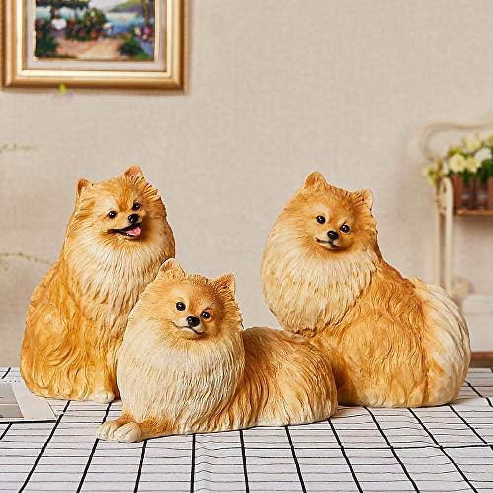 Nvzi Garden Sculptures Cute Pomeranian Statue Handmade Outdoor Garden Decoration (Color : a)