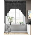thumbnail image 3 of Black Burlap Texture Kitchen Curtains Swag Valance for Windows/Bathroom/Cafe, Farmhouse Vintage Black Rod Pocket Drape Panel Swag Curtains Valance for Bedroom/Living Room 56"x36", 3 of 6