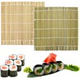 thumbnail image 1 of Natural Bamboo Sushi Mat, 2 Pcs Roll Bamboo Mat Sushi Mat Sushi Washable Sushi Tray Reusable Bamboo Sushi Making for Kitchen Party Professional Beginners, 24 x 24 cm, 1 of 5