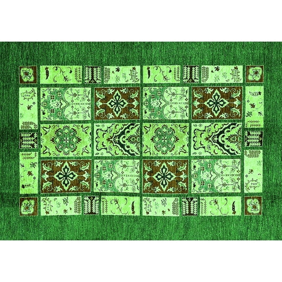 Ahgly Company Indoor Rectangle Abstract Green Modern Area Rugs, 5' x 7'