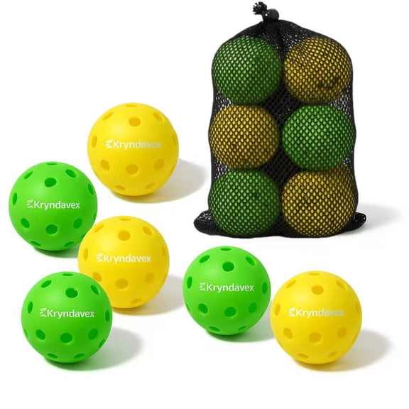 6 Pack 40-Hole Seamless Outdoor Pickleballs, USAPA Approved, Durable Plastic Balls for All Skill Levels with Mesh Carry Bag