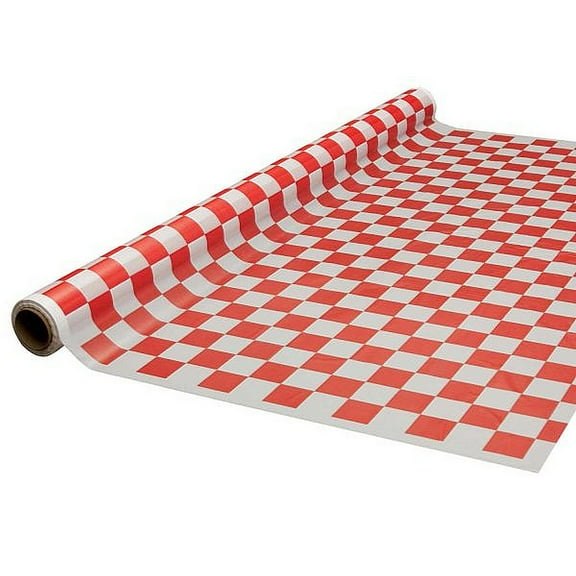 1 - Party Essentials 40" X 150' Heavy Duty Plastic Banquet Rolls - Red Checker