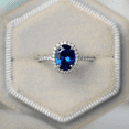 thumbnail image 4 of Oval Cut Blue Sapphire Halo Diamond Ring in 925 Sterling Silver - Engagement Promise Ring- September Birthstone- Anniversary Birthday Gift For Her, 4 of 6