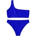 thumbnail image 2 of Women's Sexy Bathing Suits One Shoulder Tie Knot Front Bikini Swimsuit, 2 of 5