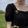 thumbnail image 2 of Yellow Flower Rhinestone Sunflower Brooch Enamel Crystal Plant Pin Charm Sun Flower Coat Brooch for Women, 2 of 16