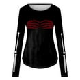 thumbnail image 3 of Fiaer Halloween T Shirt for Women Skeleton Printed Tshirts Long Sleeve Funny Graphic Spooky Crew Neck Tops 1 XXL, 3 of 4