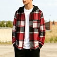 thumbnail image 6 of yillto Boys Plaid Jackets Flannel Hoodies Fall Fashion Long Sleeve Zip up Jacket Coat for Kids 5-15 Years, 6 of 7