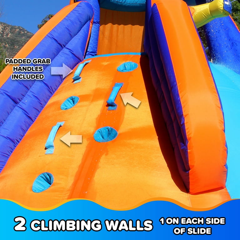 Sportspower Battle Ridge Inflatable Water Slide with Climbing Wall