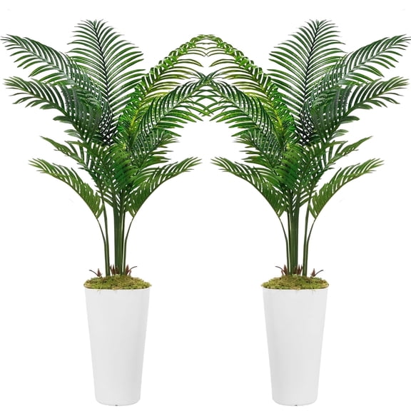OLIVIVI Faux Palm Tree 5FT Tall Artificial Silk Plant for Home Office Decor Indoor Outdoor Fake Lifelike Potted Tree with Pots 2 pack
