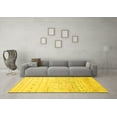 thumbnail image 3 of Ahgly Company Machine Washable Indoor Round Abstract Yellow Modern Area Rugs, 5' Round, 3 of 4