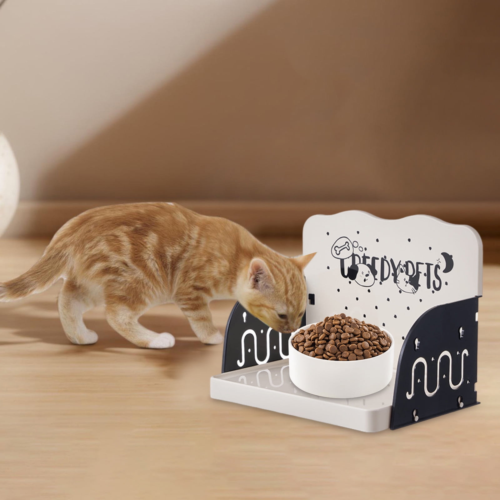 Elevated Indoor Cat Feeding Platform with Adjustable Height for Cats and Small Dogs - Durable Bowl Stand
