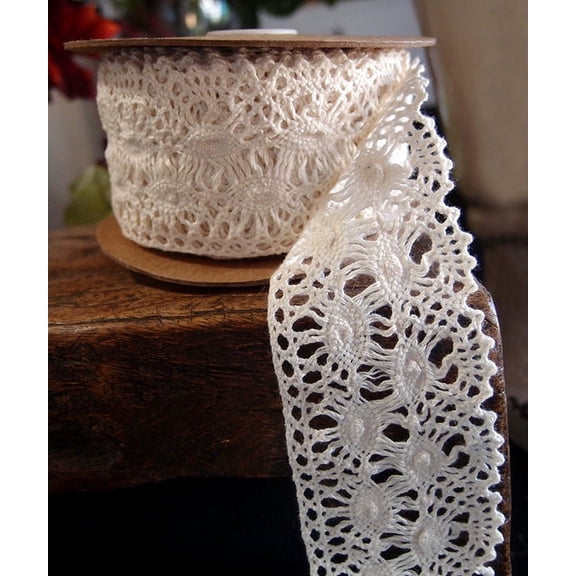 Lace Crochet Ribbon-1/2 Inch,Ivory