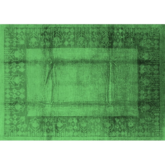 Ahgly Company Indoor Rectangle Oriental Emerald Green Industrial Area Rugs, 3' x 5'