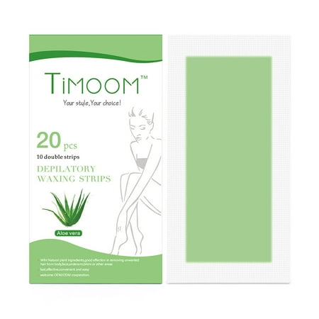 20 Pcs Professional Hair Removal Wax Strips Double Sided Cold Wax Paper for Bikini Leg Body Face Aloe