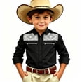 thumbnail image 2 of Toddler Kids Girls Boys Shirt Tops Long Sleeve Fashion Chest Print Casual Collar Shirt Casual Summer Tees 8-9 Years, 2 of 4