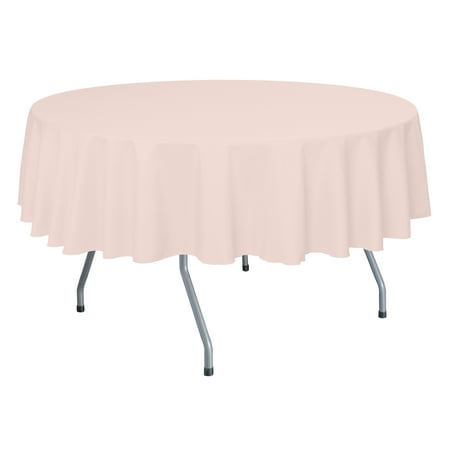 

Ultimate Textile (5 Pack) 84-Inch Round Polyester Linen Tablecloth - for Wedding Restaurant or Banquet use Ice Peach