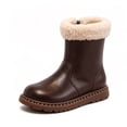 thumbnail image 7 of Kids Cozy Fleece Trim Mid‑calf Boots, Winter Warm Side Zip‑up Leather Boots, 7 of 7