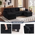 thumbnail image 4 of Bonzy Home Modular Corduroy Sectional Sofa with Pull Out Sleeper, Convertible L-Shaped Couch, Free Combination Upholstered Sofa Bed for Living Room, 4 of 11