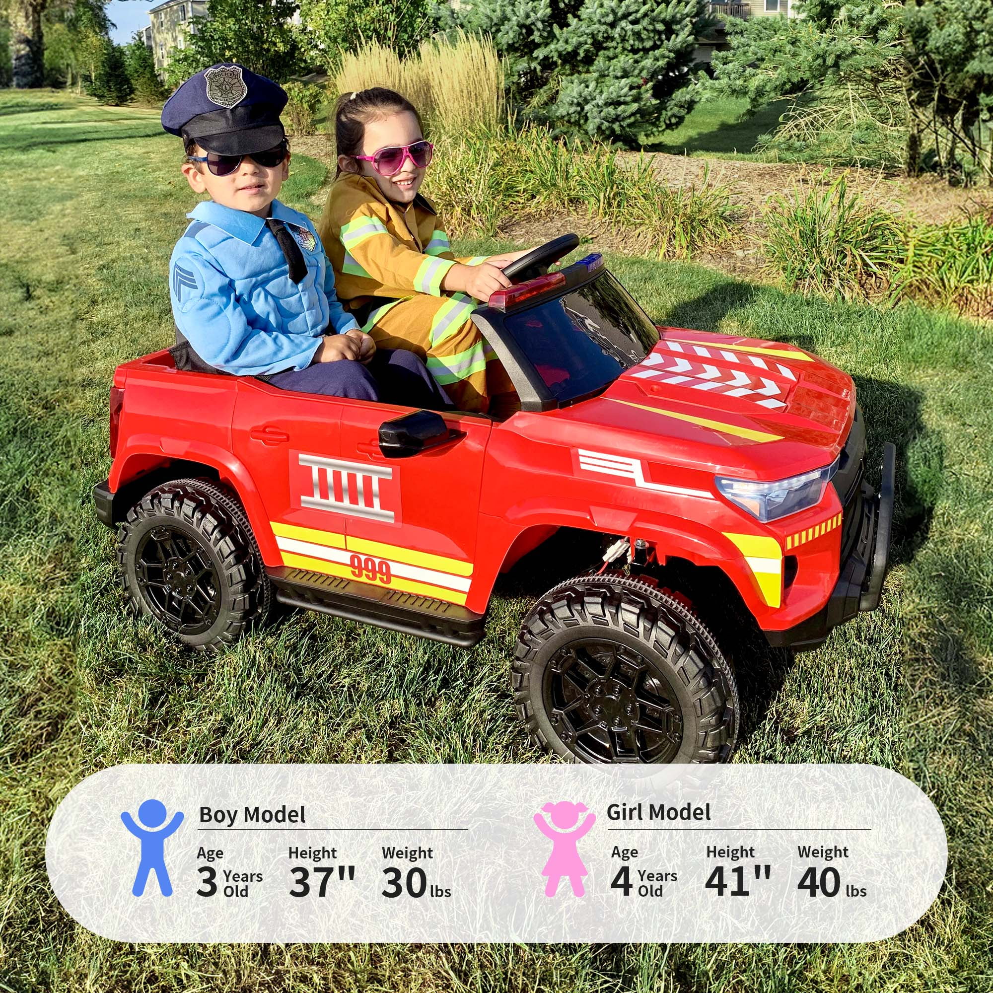 Hikiddo 12V Ride on Toy Truck, 2 Seater Kids Electric Cars for Girl Boy with Remote, Megaphone  Red (图3)