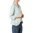 thumbnail image 4 of MODA NOVA Juniors Striped 3/4 Sleeves Open Front Blazer Green XL, 4 of 5