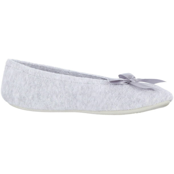 isotoner signature terry ballet flat slippers with satin bow