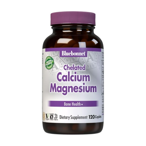 Bluebonnet Nutrition Albion Chelated Calcium Magnesium Caplets, 120 Count
