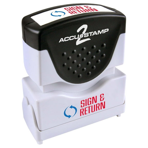 Accustamp2 Pre-Inked Message Stamp, SIGN & RETURN, 1/2" x 1-5/8" Impression, Red and Blue Ink