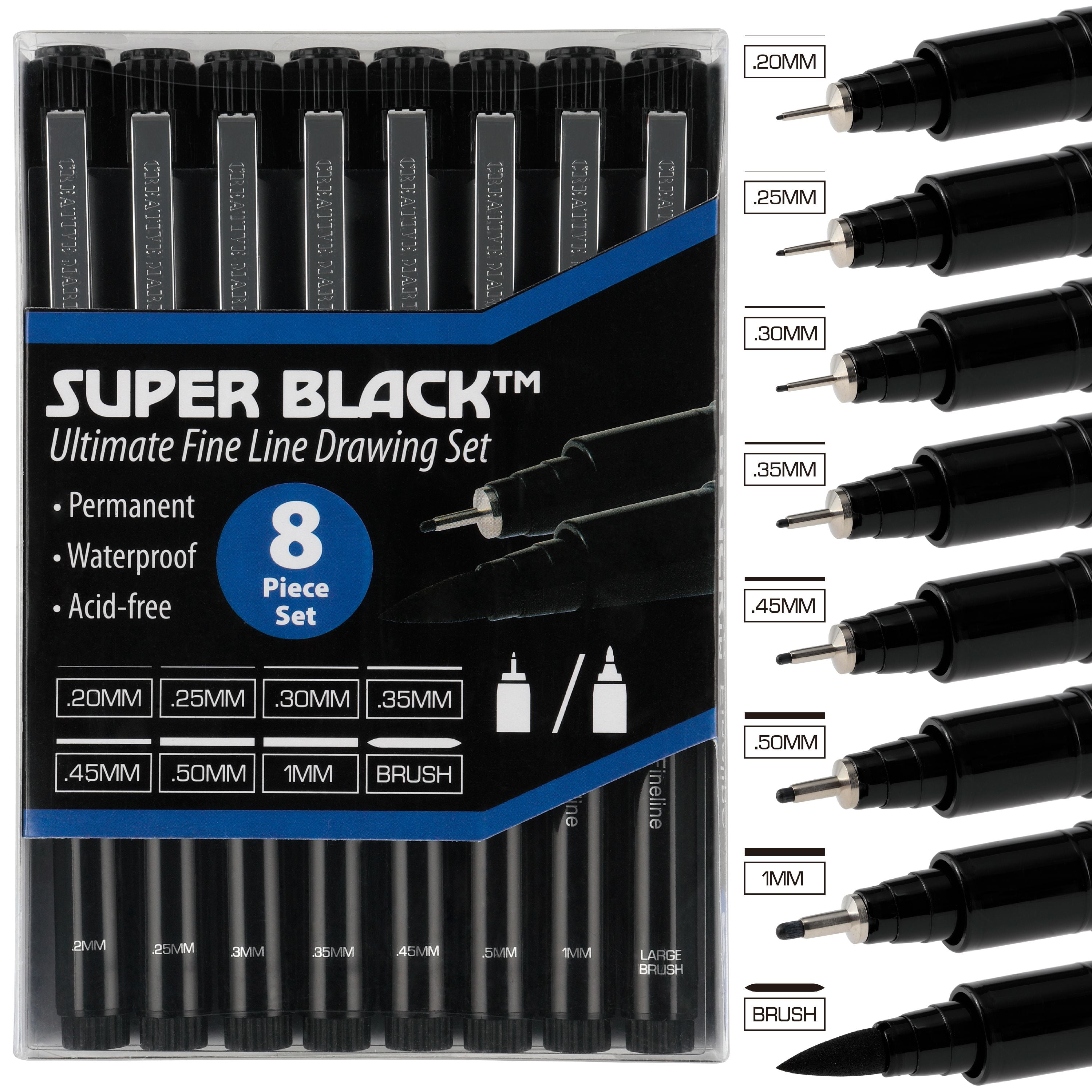 Fine Line Drawing Markers, Line 0,03+0,05+0,1+0,2+0,3+0,5+0,8+1,0