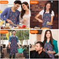 thumbnail image 7 of Pioneer Flower Floral Print Pattern Apron-Garden Aprons for Women with Pockets-Cotton Linen Waterproof Kitchen Cooking Gardening Aprons Adjustable for Kitchen,Cooking,BBQ and Salon 33x27 Inch, 7 of 7
