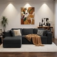 thumbnail image 3 of Sectional Sofa, Asofer 105" L-Shape Modular Couch With Corduroy Fabric for Living Room, Free Assembly, Black (Left Facing Chaise), 3 of 11