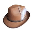 thumbnail image 2 of Segolike Fedora Hats for Men Short Brim Jazz Cap Fashion Sun Hat Costume Hat Trilby Hat Decorative Panama Hatfor Events Travel Stage Performance Dress up Brown, 2 of 8