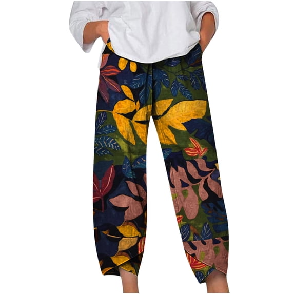 Bigersell Women's High- Skinny Pant Full Length Pants Women Printing Ankle-Length Pants Pokets Casual Elastic Trousers Long Harem Pant Ladies' High Waist Pants