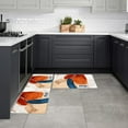 thumbnail image 4 of Anti-Fatigue Kitchen Mats Standing Rugs Set of 2 Mid Century Abstract Geometric Art Non-Slip Area Runner Floor Doormat Modern Morandi Navy Blue Orange Washable Cushioned Carpet for Bedroom Bathroom, 4 of 6