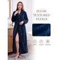 thumbnail image 3 of LOFIR Fleece Robe for Women Soft Warm Long Plush Bathrobe Slim Elastic Ladies Sleepwear Housecoats (S/M, Navy Blue), 3 of 9