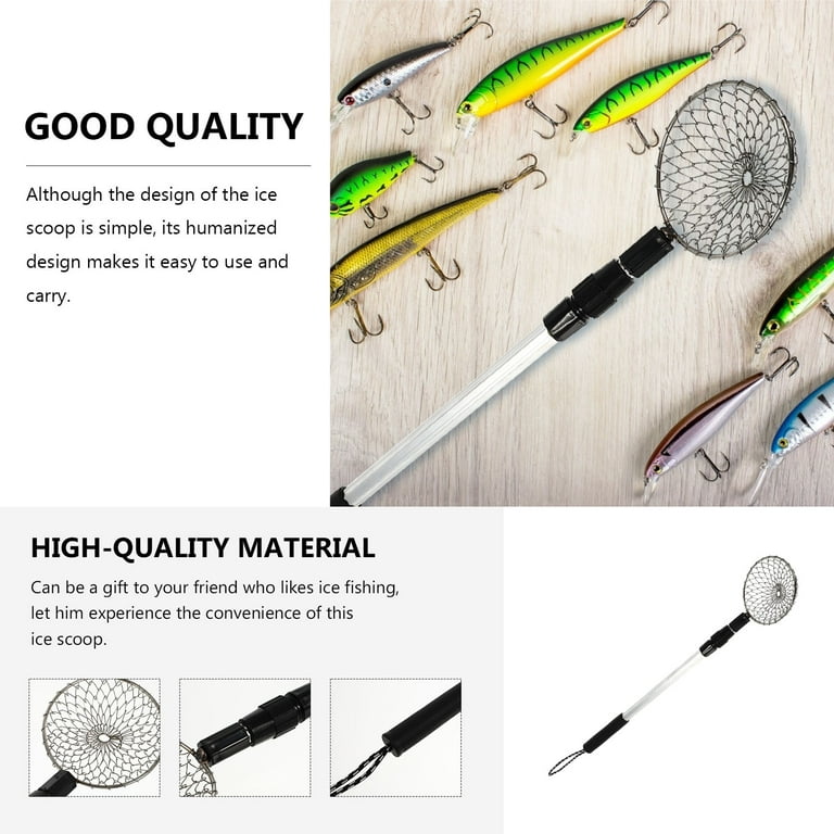 3 Pcs Winter Fishing Strainer Steel Wire Fishing Net with Rod Ice Fishing Hedge, Size: 58X13.5X2.8CM, Silver
