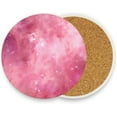 thumbnail image 2 of Pink Starry Night Coaster, Drinks Round Absorbent Stone Set with Ceramic Stone and Cork Base, Tabletop Protection Mats and Cups Place for 2PCS Home Decor, 2 of 6