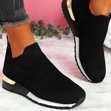 

VeliToy Sports Casual Shoes Large Flying Shoes Breathable Soft Bottom Comfortable Lightweight Socks Shoes for Women(Black 42)