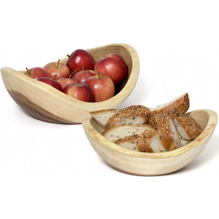 Lipper International Acacia Rustic Tulip Serving Bowl, Medium Size With Natural Bark Edge